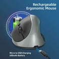 thumbnail image 6 of UHUYA Wireless Mouse 2.4G Rechargeable Wireless Vertical Mouse, Ergonomically Designed 10 Meters Free Control, Built-in 600mah Lithium Battery, Suitable for Office Games Gray, 6 of 9