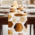 thumbnail image 3 of Orange Marble 70 Inch Table Runner, Gold White Geometric Hexagon Modern Farmhouse Dresser Scarf Cotton & Linen Tablerunner for Dining/Kitchen Island/Holiday Party Décor 13" x 70", 3 of 9