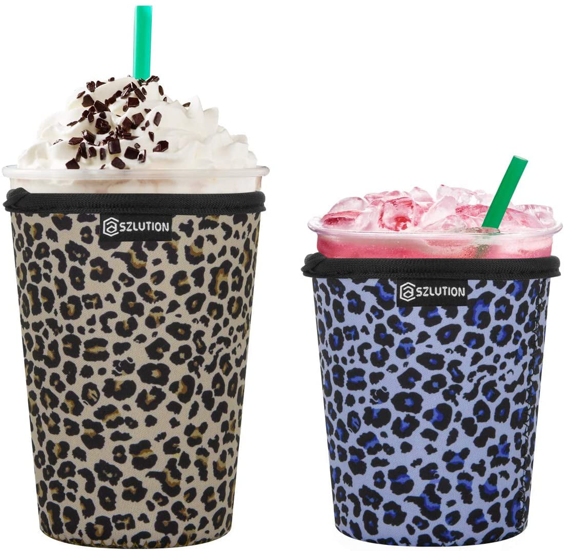 Dunkin Donuts 16-22oz Neoprene Holder for Starbucks Coffee Beautyflier Pack of 2 Reusable Iced Coffee Cup Insulator Sleeve with Handle for Cold Beverages Pattern1 McDonalds