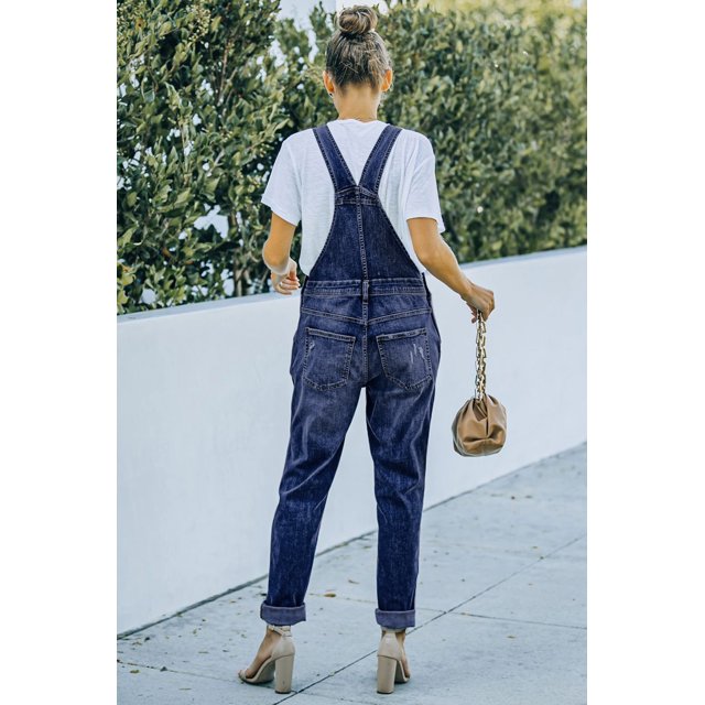 ABPHQTO Peto denim desgastado azul de mujer