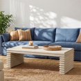thumbnail image 2 of Veda 55" Stacked Geometric Waterfall Coffee Table White Reclaimed Pine Wood, 2 of 10