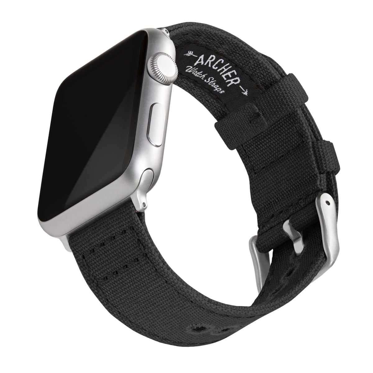 Archer Watch Straps Archer Watch Straps Canvas Watch Bands for Apple Watch (Black, Silver