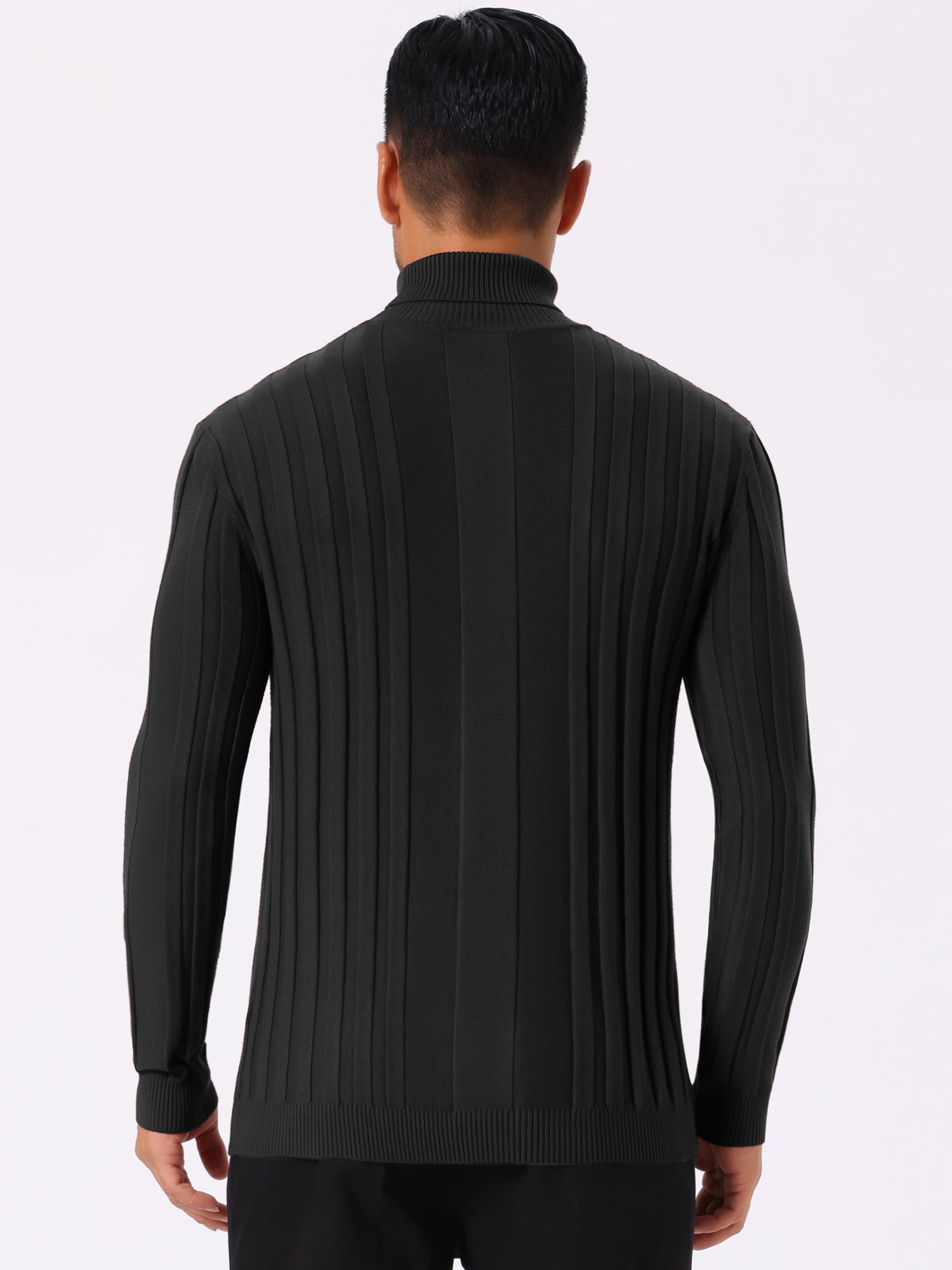 DARING DIVA Men's Solid Turtle Neck Warm Knitted Pullover Sweater 2XL Black