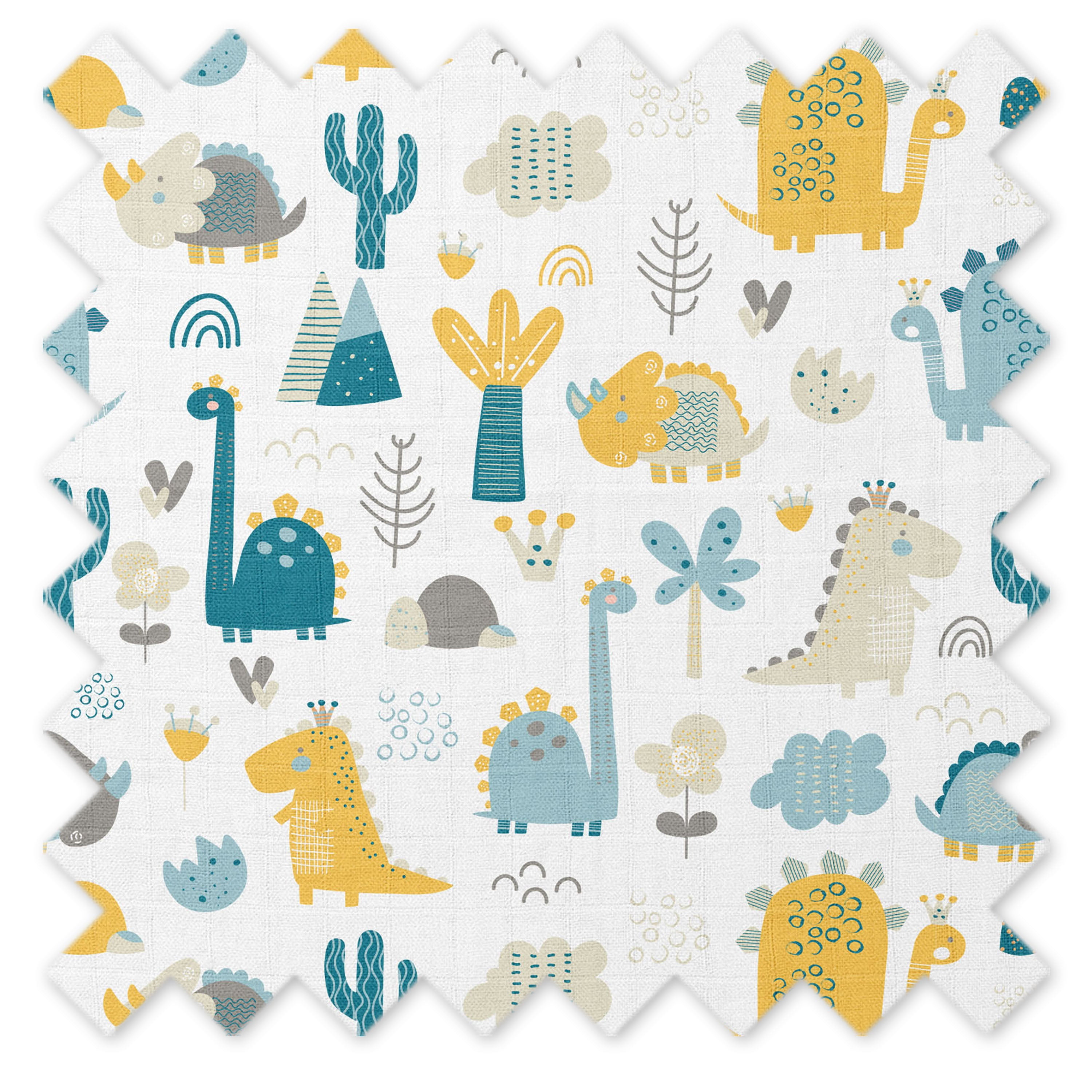 Bacati - Muslin Quilted Changing Pad Cover, Little Dino Boys Aqua/Teal/Yellow/Gray