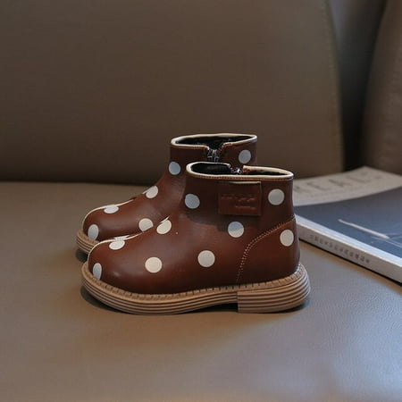 

DancePeanut Kids Ankle Boots for Girls Princess Spot Dress Boots Autumn Winter Shoes Toddler Girls School Short Boots Children Shoe