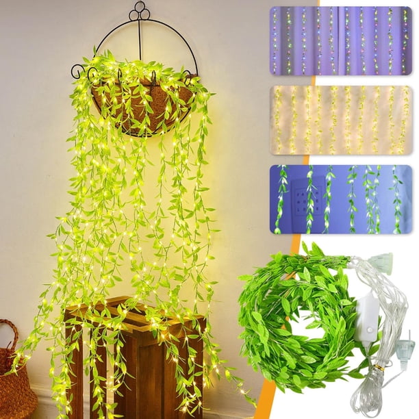 Guirnalda de Luces de Hiedra Artificial con 200 Luces Led Guirnalda de Hojas de Seda MNFD
