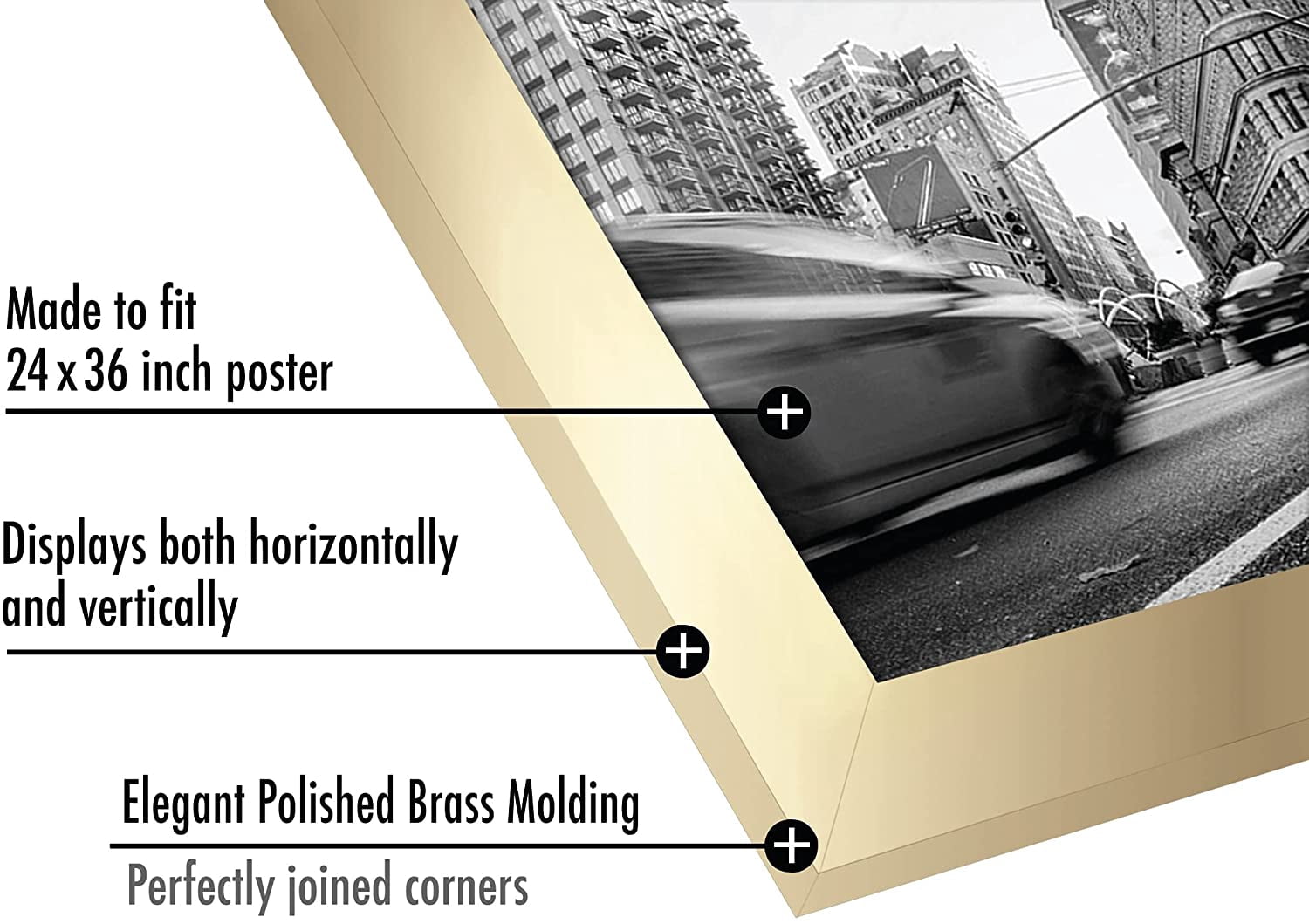 Americanflat 24x36 Poster Frame in Gold - Composite Wood with Polished Plexiglass - Horizontal and Vertical Formats for Wall with Included Hanging Hardware
