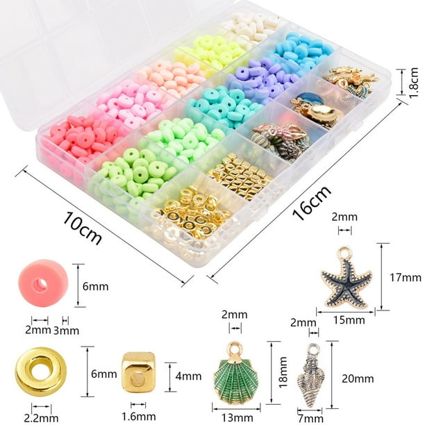 Kit de perles en argile polymère avec perles d'argile entretoise en argile  pendante pour la fabrication de boucles d'oreilles 