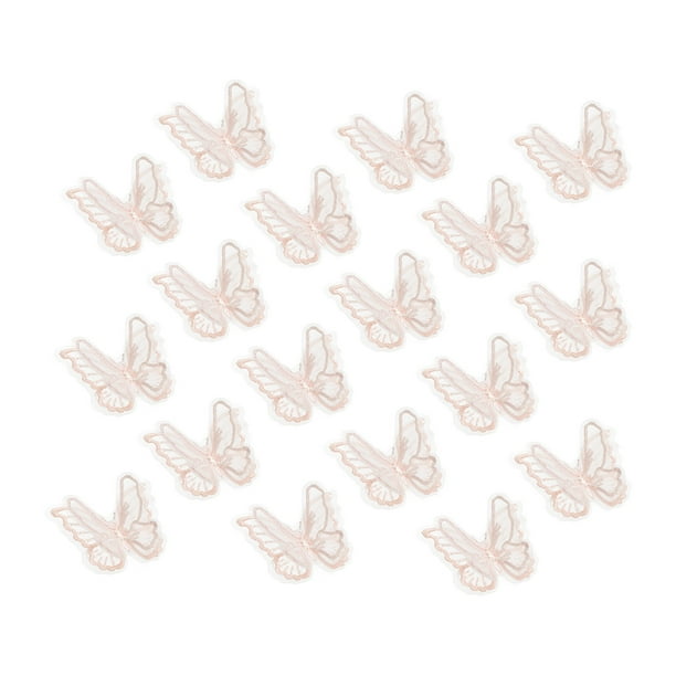 Uxcell 20Pcs Adornos de Apliques de Mariposa, Parches de Organza de Encaje de Doble Capa de 2 Pulgadas para Vestido de Boda Sombrero, Champagne