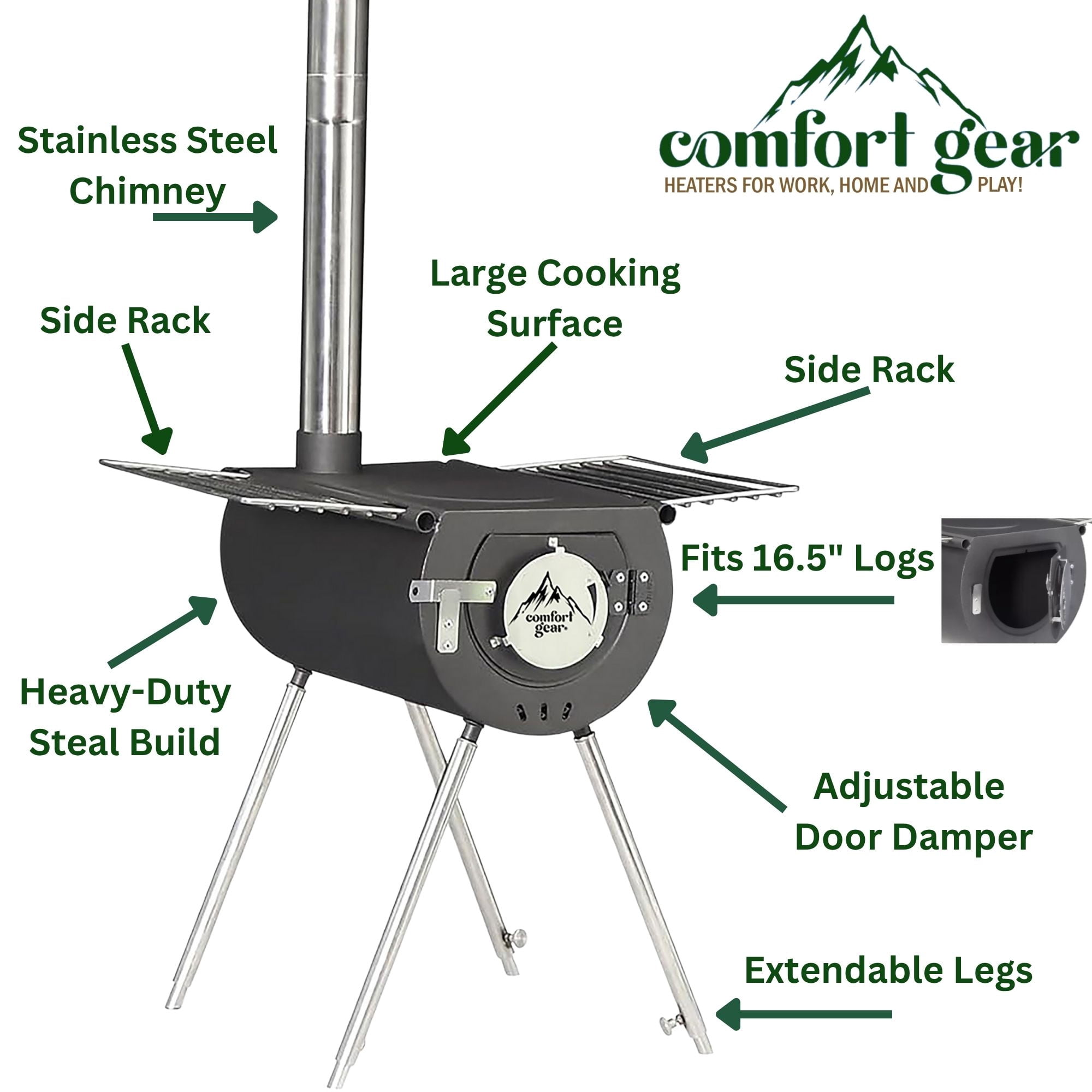 Comfort Gear 18" Outfitter Camp Stove XL Surface, Lightweight & Durable
