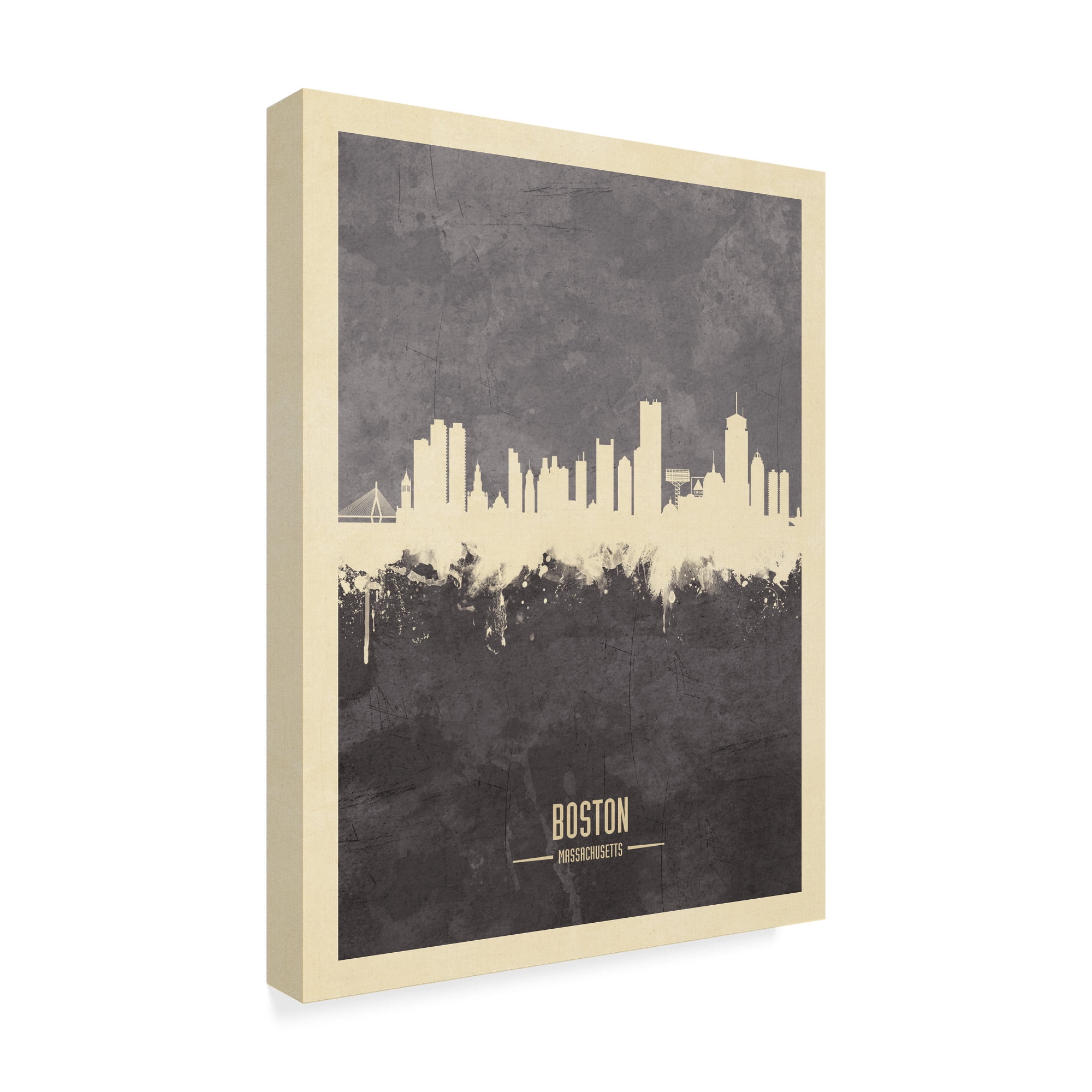 Trademark Fine Art 'Boston Massachusetts Skyline Gray' Canvas Art by Michael Tompsett