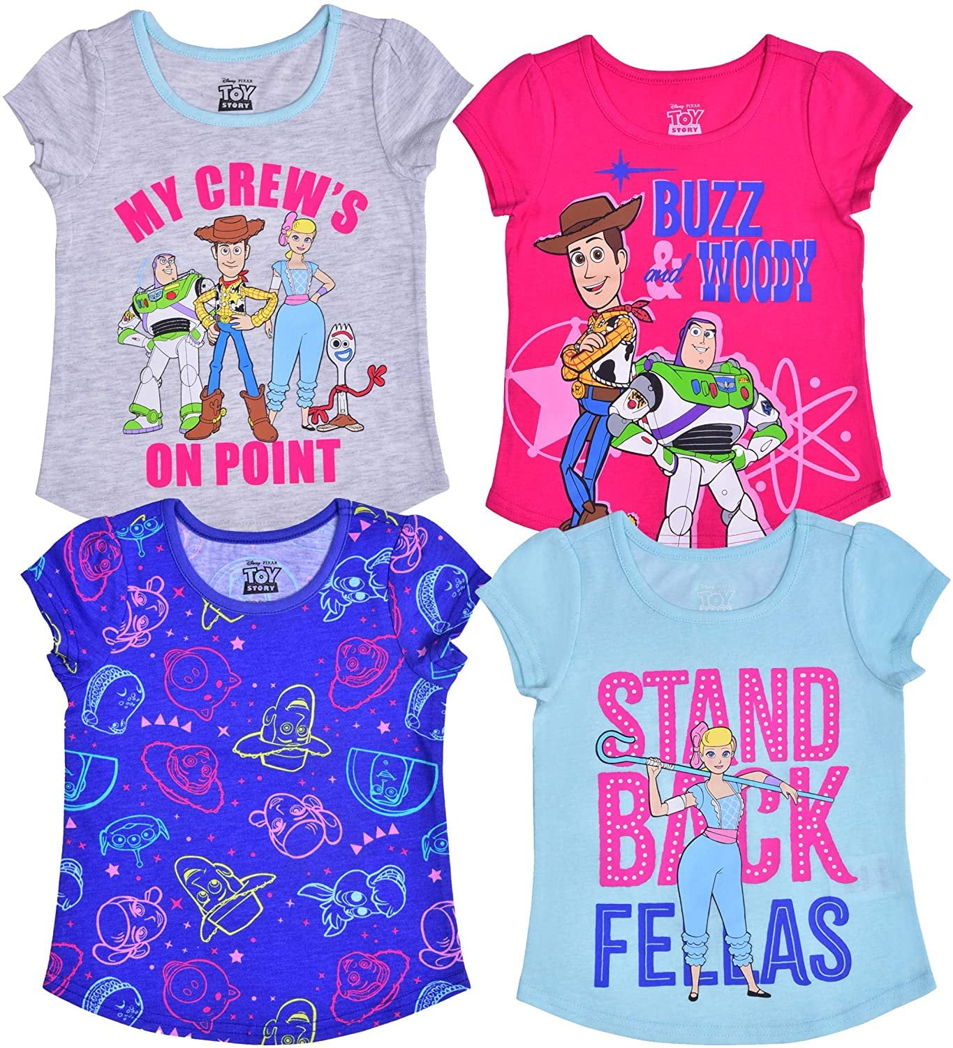 Disney Pixar Toy Story Toddler and Big Girls Sibling Tee Pink T-Shirt Top 2T-6X 