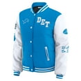 thumbnail image 2 of Women's WEAR by Erin Andrews Blue Detroit Lions Varsity Full-Snap Puffer Jacket, 2 of 6