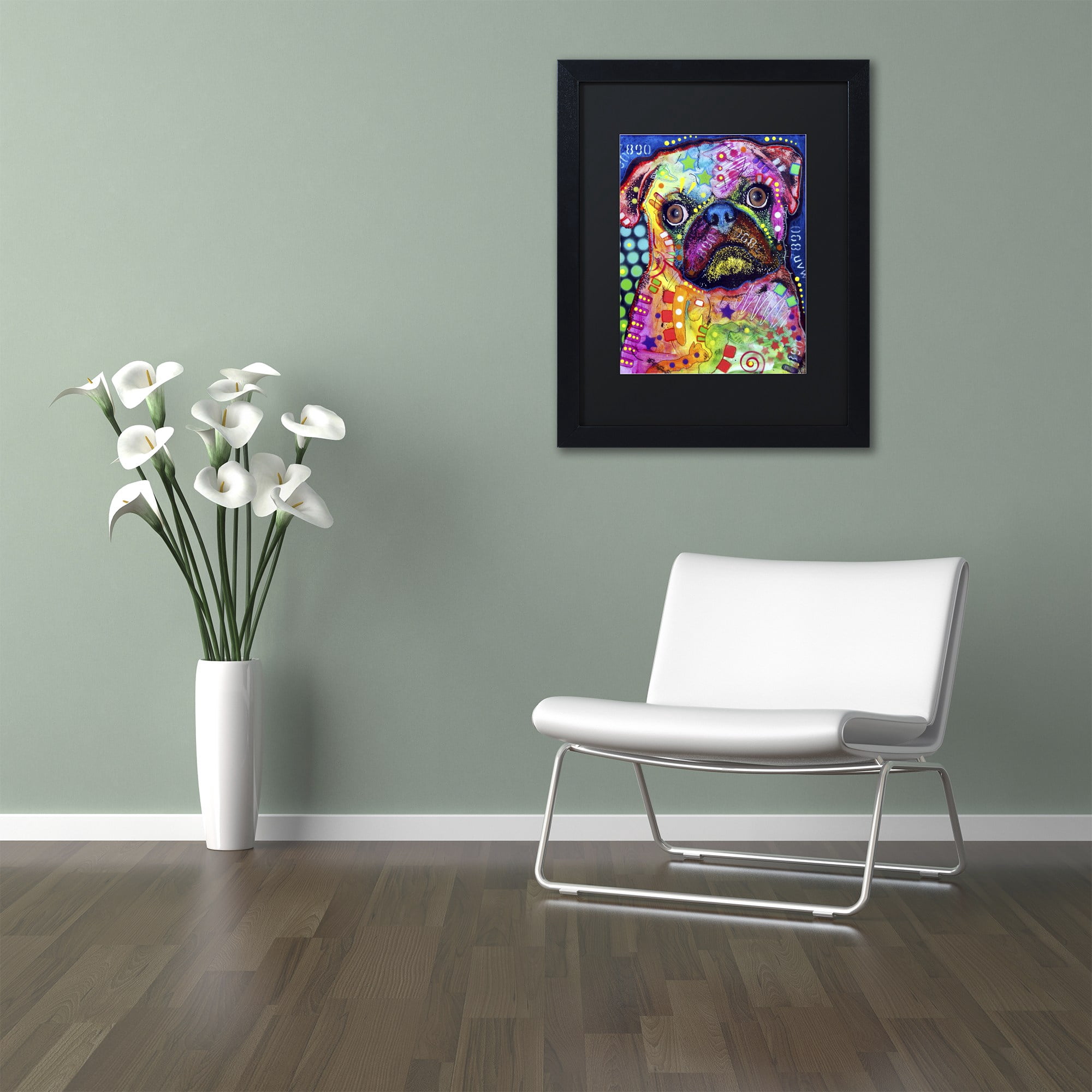 Trademark Fine Art "Pug 92309" Canvas Art by Dean Russo, Black Matte, Black Frame