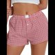 thumbnail image 4 of Pantalones Cortos de Pijama A Cuadros Y2K para Mujer, Tipo Bóxer Elástico, Estilo Urbano Rojo XL, 4 of 10