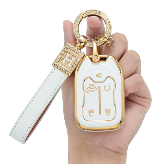 For Chevy Key Fob Cover with Keychain,Soft TPU 360 Degree Protection Key Case for 2019-2023 Chevrolet Silverado GMC Sierra 1500 2500HD 3501HD Terrain Acadia Smart Remote key shell accessories