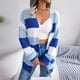 thumbnail image 4 of Pntutb Moda Mujer Otoño Invierno Rayas Manga Larga Cardigan Suéter Abrigo tops Rollbacks Pntutb Pntutb-3752, 4 of 7