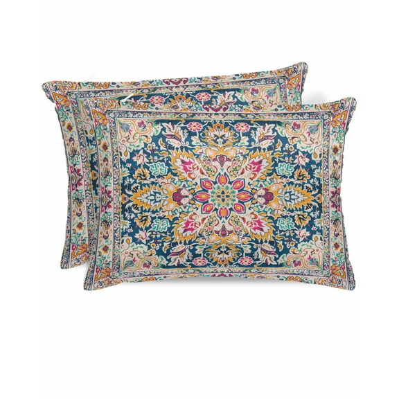 Hokiten King Size Pillow Cases Set of 2, Pillow Covers for Bed, Colorful Boho Satin Pillowcases with Zipper for Hair/Skin, Ethnic Vintage Mexican Flowers Southwestern 20x36 Inches