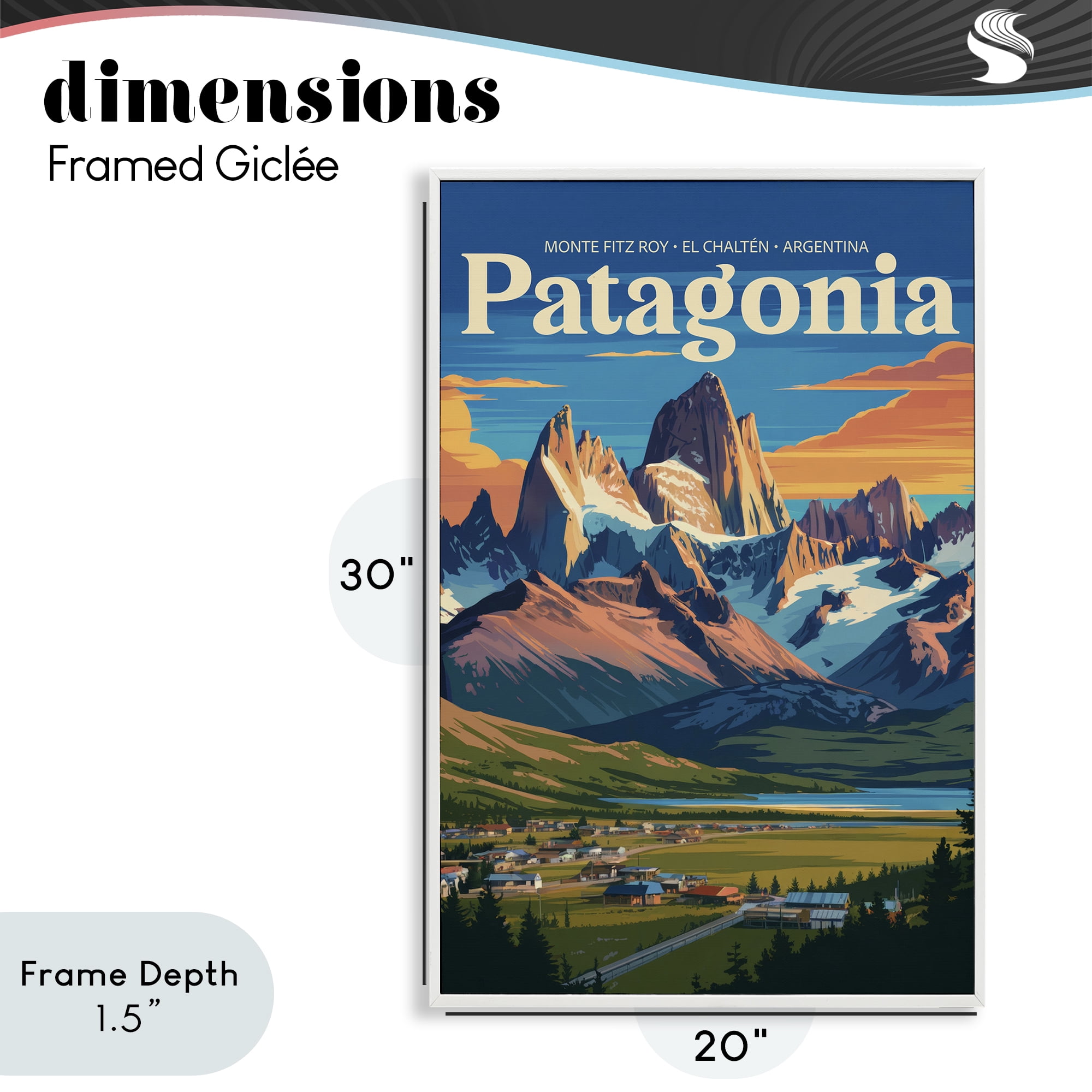 Stupell Industries Patagonia Valley Landscape White Framed Giclee Art, design by Andreas Magnusson