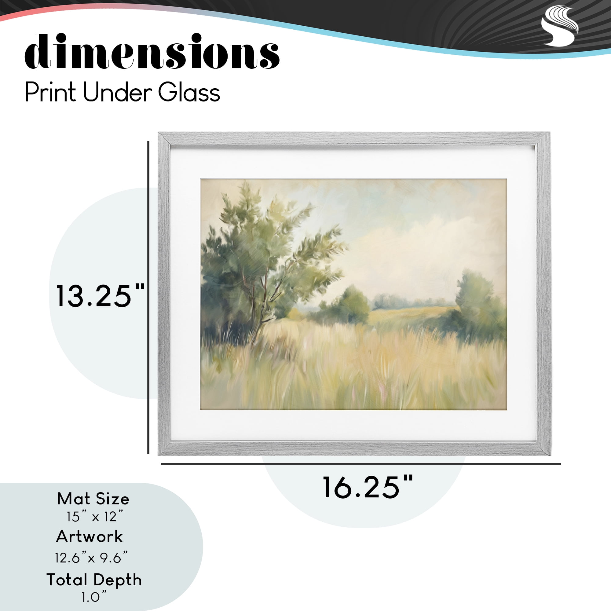 Stupell Industries Summer Green Meadow Gray Framed Print Under Glass, design by Kim Allen