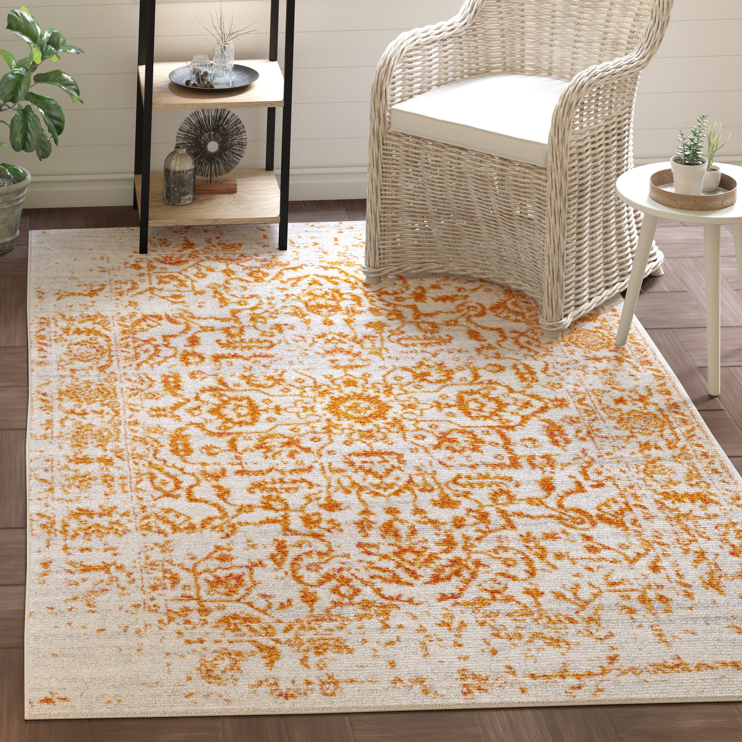 Safavieh Madison Fleur Abstract Area Rug, Cream/Orange, 3' x 5'