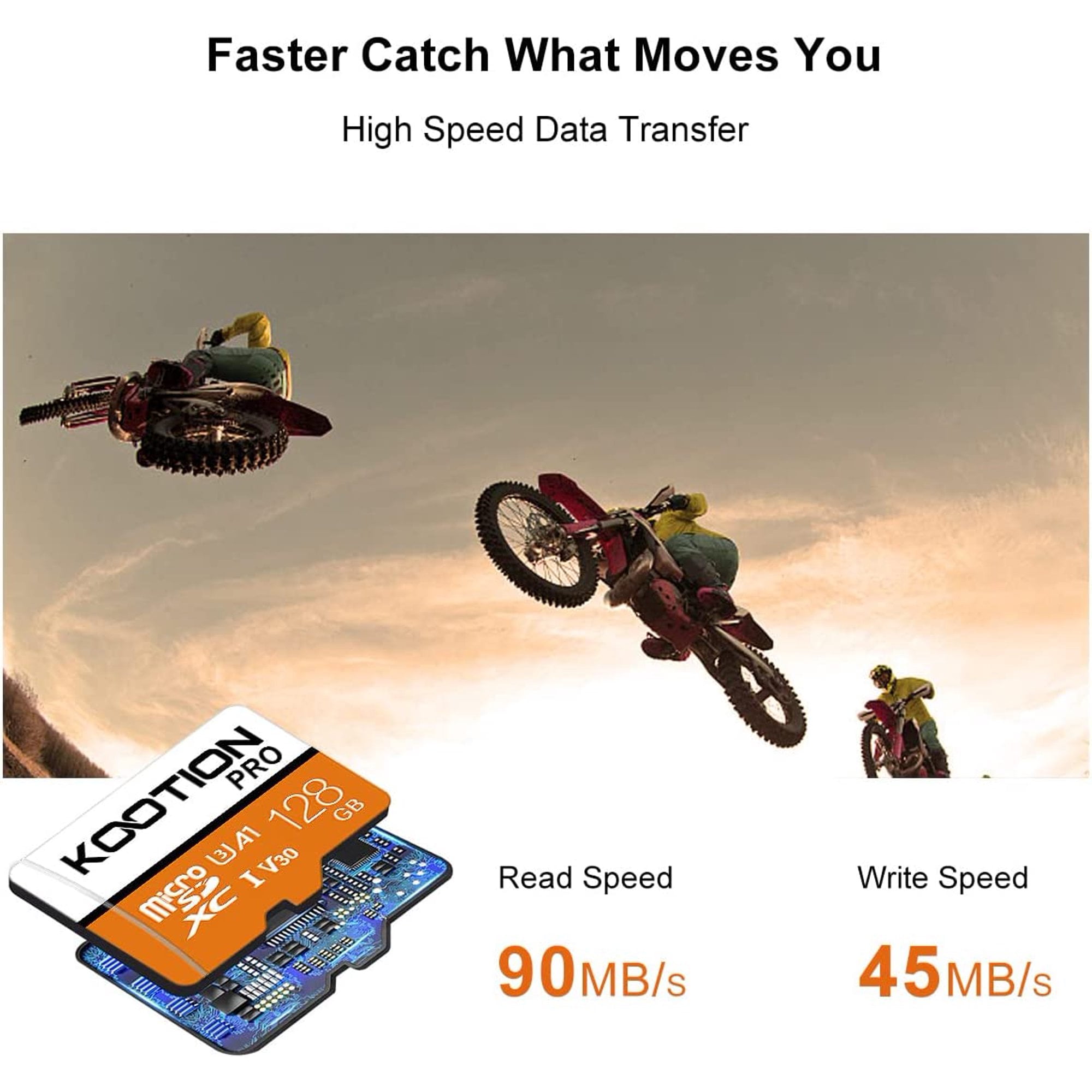 KOOTION 128GB Micro SD Card 2 Pack TF Card with Adapter High Speed MicroSD U3 Full HD 4K Memory Card for Phone Table Monitor Camera