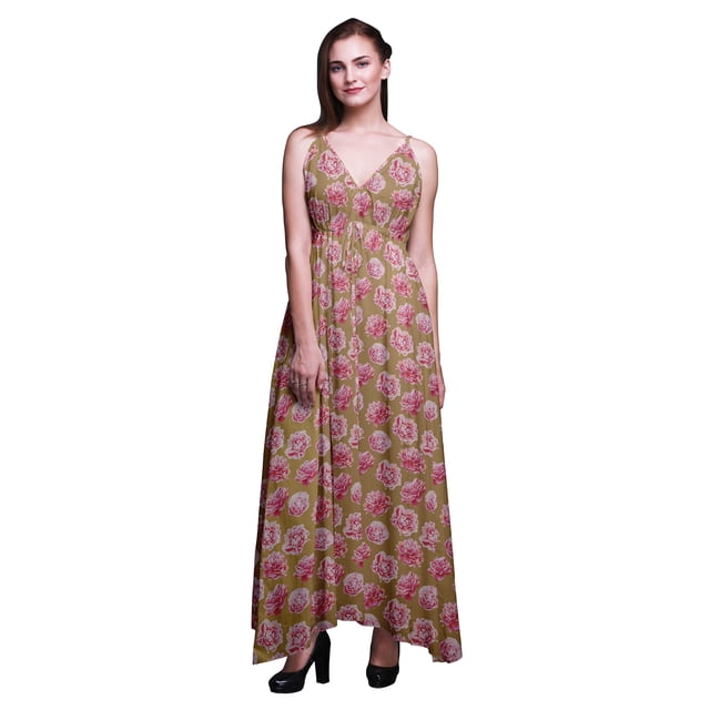 Bimba Robe Longue Maxi Imprimée Florale pour Femmes, Tenue d'Été, Très Grande Taille