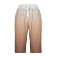 thumbnail image 4 of HAiming Women Summer Casual Shorts Drawstring Elastic Waist Loose Comfy Pants Trendy Gradient Knee Length Trousers, 4 of 5