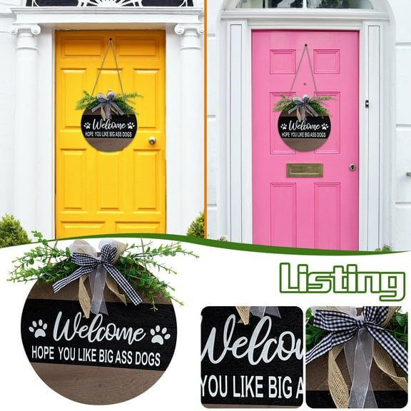 Welcome Door Wreath Wood Hanging Sign | Interchangeable Seasonal Home Decor | Front Porch Wall Welcome Plaque | All-Occasion Reusable 30x30cm | Holiday Party Housewarming