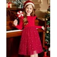 thumbnail image 2 of Oudiya Toddler Tutu Dresses Girls Long Sleeve Ruffle Fall Winter Holiday Star Sequin Tulle Dress 2-6Y, 2 of 7