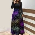 thumbnail image 2 of Enjoytime Robes Longues pour Femmes Halloween Imprimé Manches Longues Col Rond Robe Gothique Patchwork Vintage Robe de Soirée Violette m, 2 of 4