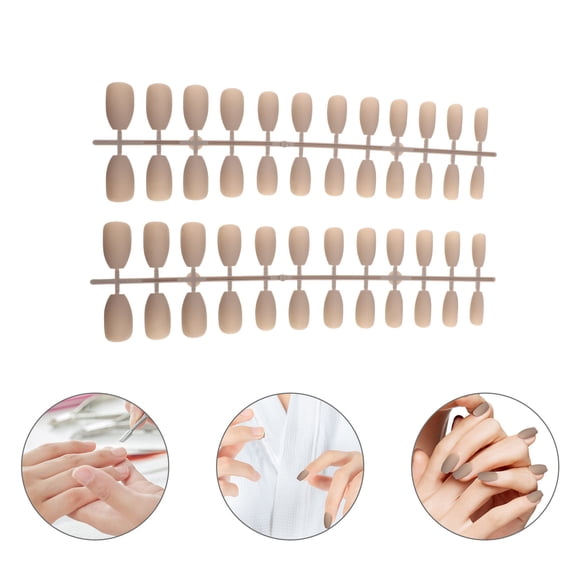 HEANUJJ 1Set Fancy Fake Nails Beige False Nail Art for Party and Daily Nail Decoration