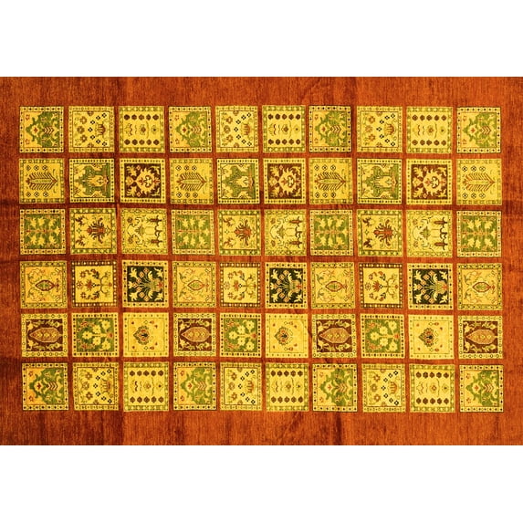 Ahgly Company Indoor Rectangle Abstract Yellow Modern Area Rugs, 8' x 12'