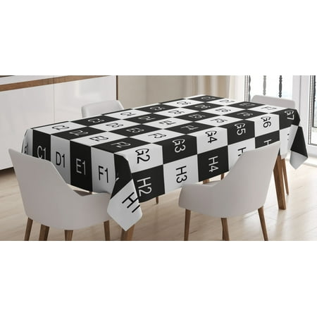 

Checkers Game Tablecloth Monochrome Chess Board Design with Tile Coordinates Mosaic Square Pattern Rectangular Table Cover for Dining Room Kitchen 60 X 84 Inches Black White by Ambesonne