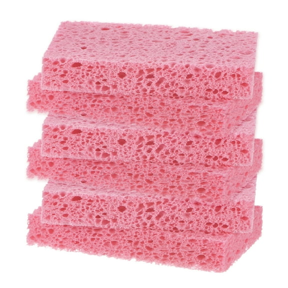Uxcell 6-Pack Kitchen Sponges, Condense Eco Cellulose Non-Scratch Scrub Heavy Sponge Clean Tough Messes Dish Scrubber [Pink]