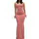 thumbnail image 1 of Vestido Largo Con Cola De Pez Vestido ajustado sin espalda Estilo lounge sexy Color sólido Traje diario (Rosa XS) Ygjytge para Mujer Rosa T M, 1 of 9