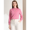 thumbnail image 2 of INSPIRE CHIC Women's Keyhole Stand Collar Pleated Back Button Blouse Tops, 2 of 6