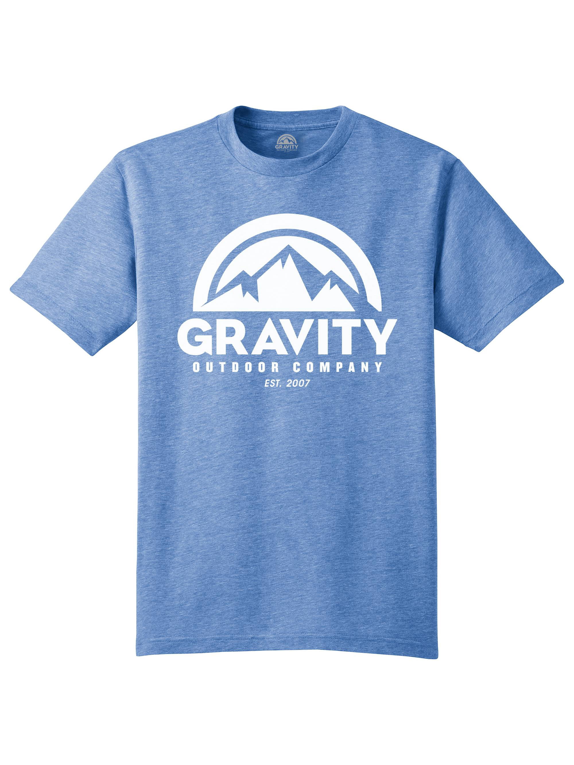 Gravity Outdoor Co. T-Shirt Col Rond Tri-Blend - Logo Blanc - Maritime Heather - 3TG