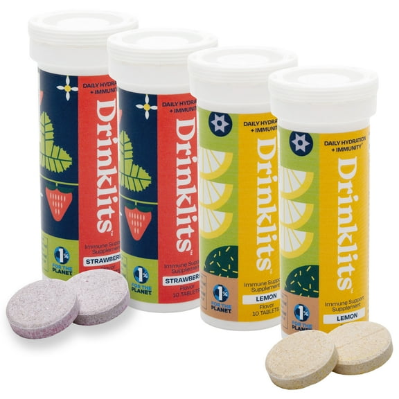 Strawberry & Lemon Daily Immune Support Tablets (4) Tube Bundle