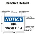 thumbnail image 2 of (2 Pack) Tire Wash Area OSHA Notice Sign 24 Inch X 18 Inch Indoor / Outdoor Rust-Free Aluminum Metal Signs for Workplace, Workshop, and Construction Site, Made in the USA, 2 of 8