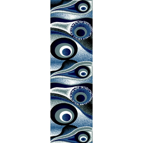 PREMIUM 3D Hand Carved Modern 2x7 2x8 Runner Rug Contemporary 1504 Navy Blue