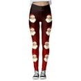 thumbnail image 5 of Fiaer Christmas Leggings for Women Santa Graphic Trendy Yoga Pants Plus Size Elastic Waisted Slim Fit Workout Trousers Red M, 5 of 5