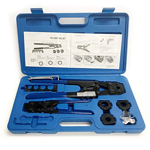 EFIELD Pex Crimping Tool Kit - 3/8 Inch, 1/2 Inch, 5/8 Inch and 3/4 Inch- with the Ring Removal Tool ( Decremer ) & Gauge - Meets F1807 Standards