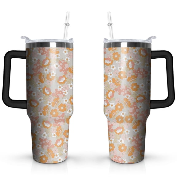 Boho Flowers 40oz Stainless Steel Vacuum Insulated Tumbler with Lid and Straw Gifts for Mom Friend Sister Grandma