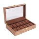 thumbnail image 5 of Caja para reloj de pared, estuche para relojes de pared de 10/12", con cerradura, para guardar joyas Grano de madera de nogal de 12 ranuras, 5 of 8