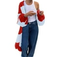 thumbnail image 2 of Womens Long Cardigan Lightweight Color Block Open Front Sweater Long -Sleeve Casual Loose Knitted Top Coats (Red XL), 2 of 6