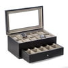20-Watch Glass Top Wood Case with Drawer