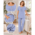 thumbnail image 3 of DreamFish Women's Pajama Set 2 Piece Sleepwear Henley Neck Short Sleeve Top and Long Pants with Pockets, 3 of 6