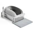 thumbnail image 1 of EDX Caja de Arena para Gatos de Acero Inoxidable con Tapa, Caja de Arena para Gatos Extra Grande XL para Gatos Grandes, Lados de Pared Alta, Nunca Absorbe Olores, Fugas Antiorinas, Fácil Limpieza, Recogedor y Tapete Incluidos, Gris Claro, 1 of 8