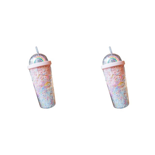 Yuarrent Botella de agua plástica del iris con la taza ligera y durable de la tapa de la paja de la hidratación de la tapa Type2 NO2